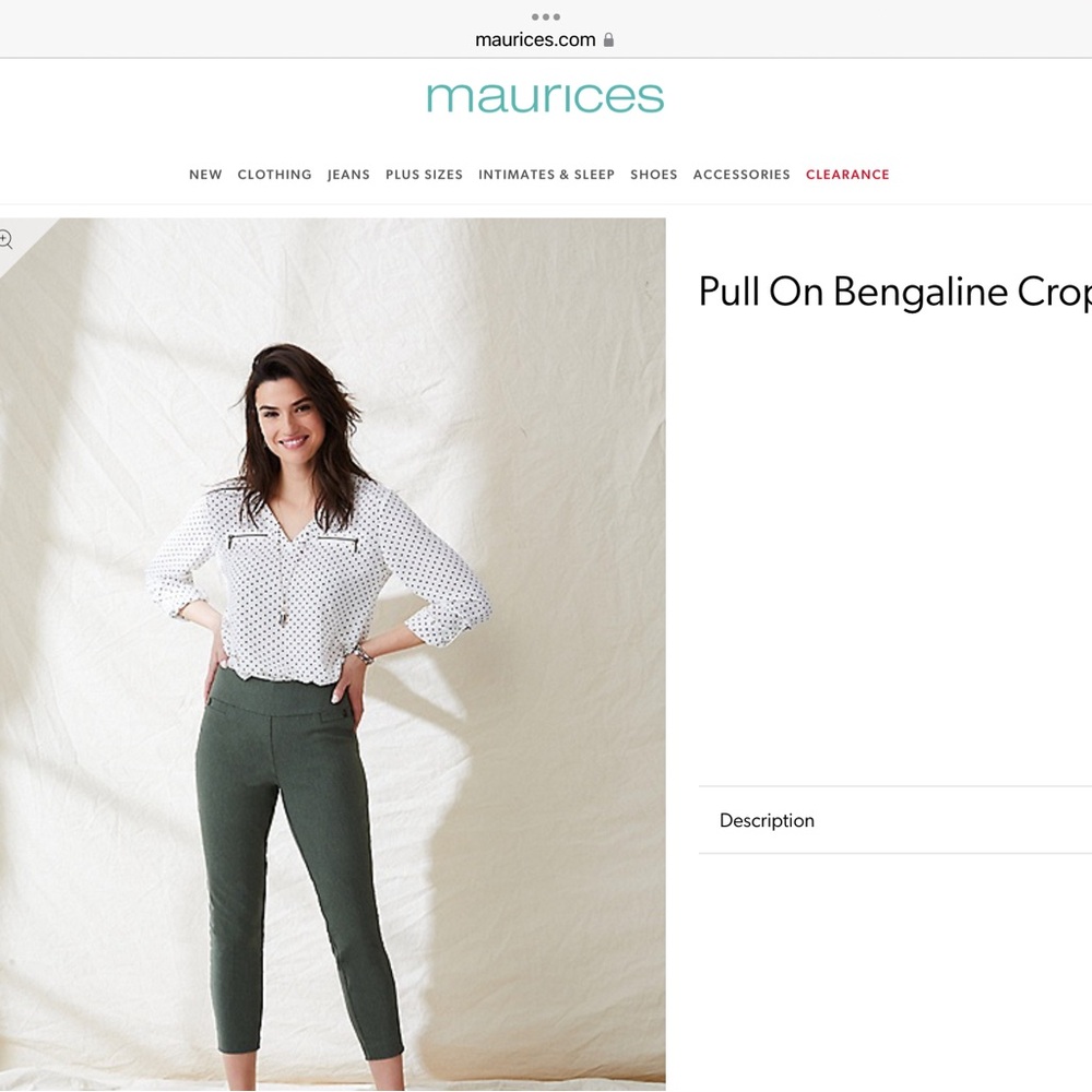 NWT Maurices Gray Crop Bengaline Pants
